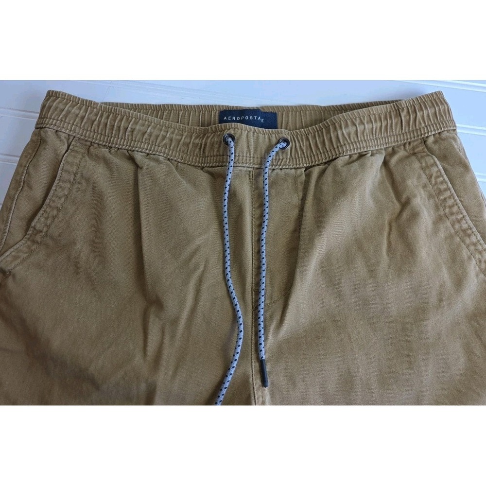 Aeropostale Jogger Pants Mens‎ SMALL Tan Slash Pocket Elastic Waist Drawstring